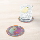 Yin Yang Medallion Violet Turquoise Ronde Kartonnen Onderzetter (Insitu)