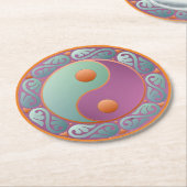 Yin Yang Medallion Violet Turquoise Ronde Kartonnen Onderzetter (Gebogen)
