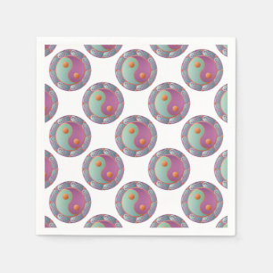 Yin Yang Medallion Violet Turquoise Servet