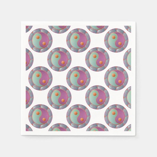 Yin Yang Medallion Violet Turquoise Servet (Voorkant)