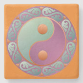 Yin Yang Medallion Violet Turquoise Stenen Onderzetter (Voorkant)