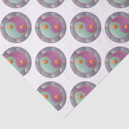 Yin Yang Medallion Violet Turquoise Tissuepapier (Detail)