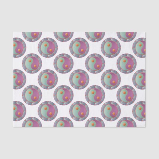 Yin Yang Medallion Violet Turquoise Tissuepapier (Voorkant)