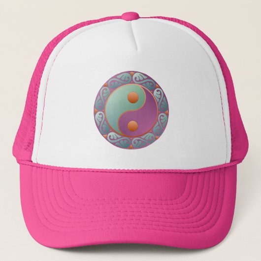 Yin Yang Medallion Violet Turquoise Trucker Pet (Voorkant)
