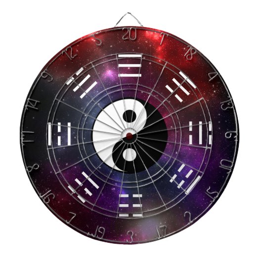 Yin Yang met Bagua Trigram Symbolen I-Ching Dartbord (Voorkant)