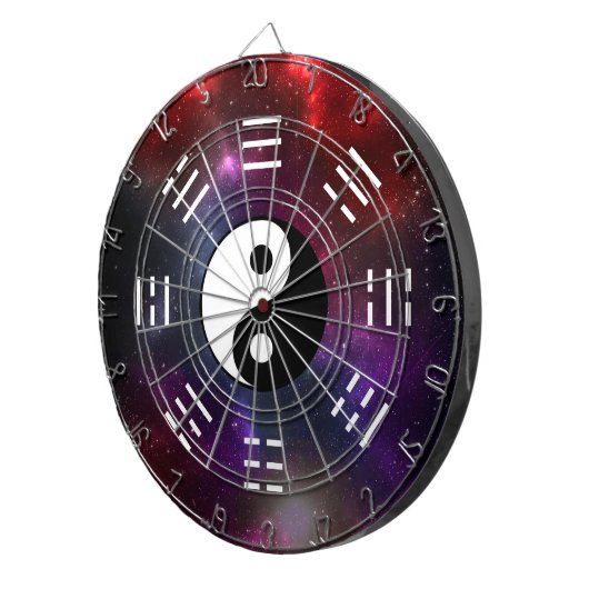 Yin Yang met Bagua Trigram Symbolen I-Ching Dartbord (Voorkant Rechts)