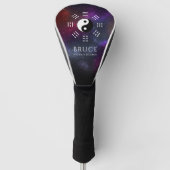 Yin Yang met Bagua Trigram Symbolen I-Ching Golfheadcover (Voorkant)