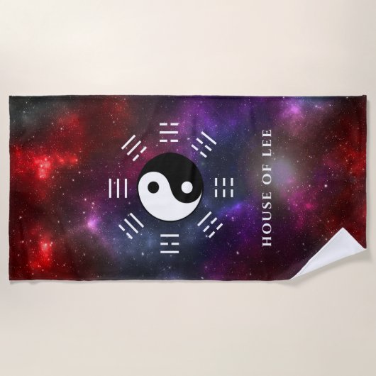 Yin Yang met Bagua Trigram Symbolen I-Ching Strandlaken (Voorkant)