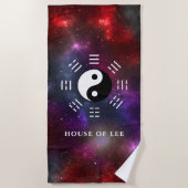 Yin Yang met Bagua Trigram Symbolen I-Ching Strandlaken (Voorkant)