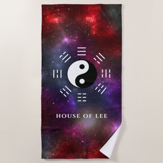 Yin Yang met Bagua Trigram Symbolen I-Ching Strandlaken (Voorkant)