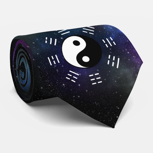 Yin Yang met Bagua Trigram Symbolen I-Ching Stropdas (Opgerold)