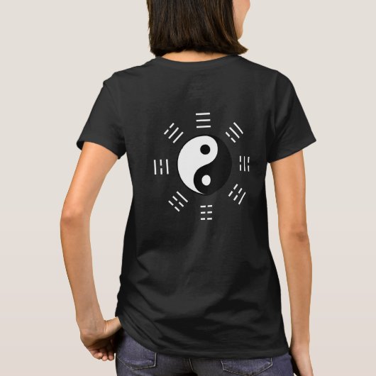 Yin Yang met Bagua Trigram Symbolen I-Ching T-shirt (Achterkant)