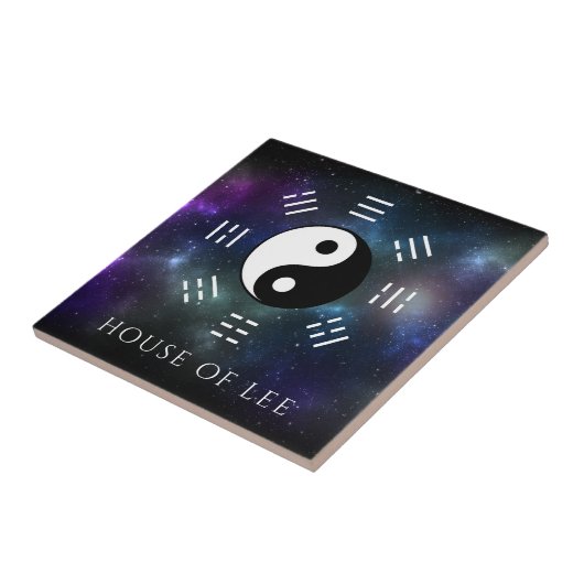 Yin Yang met Bagua Trigram Symbolen I-Ching Tegeltje (Zijkant)