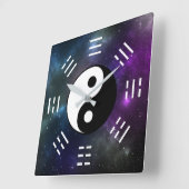 Yin Yang met Bagua Trigram Symbolen I-Ching Vierkante Klok (Hoek)