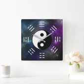 Yin Yang met Bagua Trigram Symbolen I-Ching Vierkante Klok (Huis)