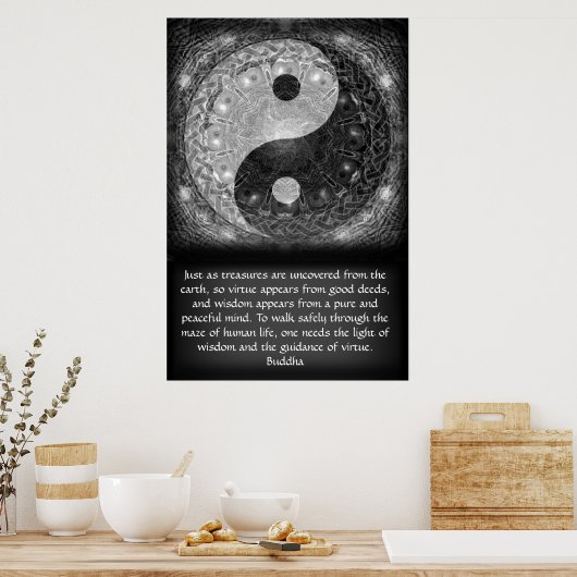 Yin Yang met Boeddha Quote Poster (Keuken)