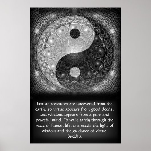 Yin Yang met Boeddha Quote Poster (Voorkant)