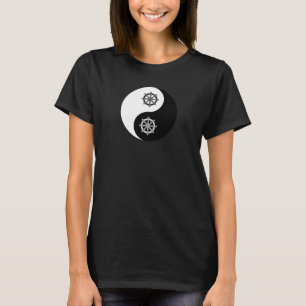 Yin Yang met boeddhisme Dharma wiel T-shirt