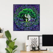 Yin Yang met de boom van het leven Poster (Thuiskantoor)