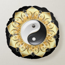 Yin Yang met gouden lotusbladen