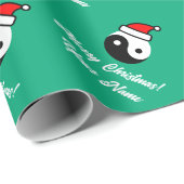 Yin Yang met kerstmuts aangepaste kerst Cadeaupapier (Rol Hoek)