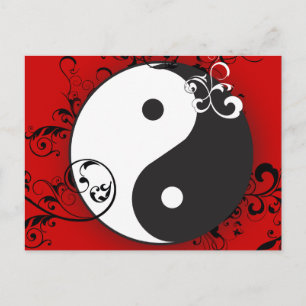 Yin-Yang met scrollen Briefkaart
