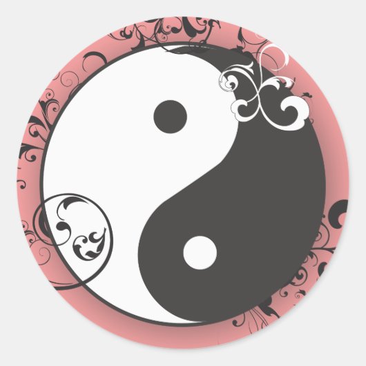 Yin-Yang met scrollen Ronde Sticker (Voorkant)