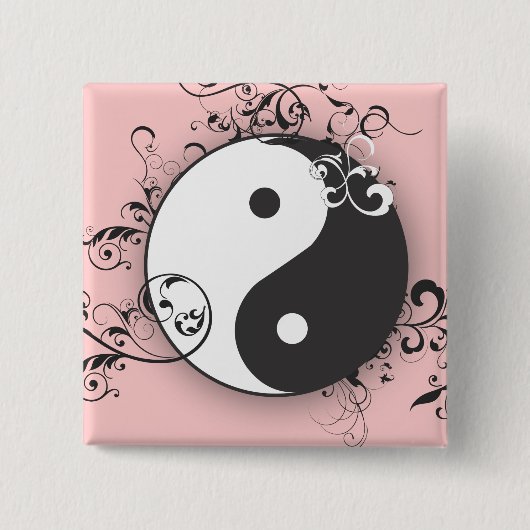 Yin-Yang met scrollen Vierkante Button 5,1 Cm (Voorkant)