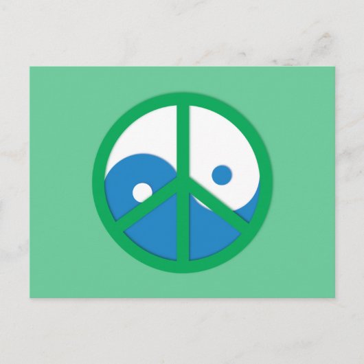 Yin-Yang met vredesbord Briefkaart (Voorkant)