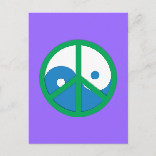 Yin-Yang met vredesbord Briefkaart (Voorkant)