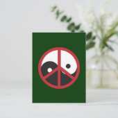 Yin-Yang met vredesbord - rood Briefkaart (Staand voorkant)