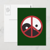 Yin-Yang met vredesbord - rood Briefkaart (Voorkant / Achterkant)