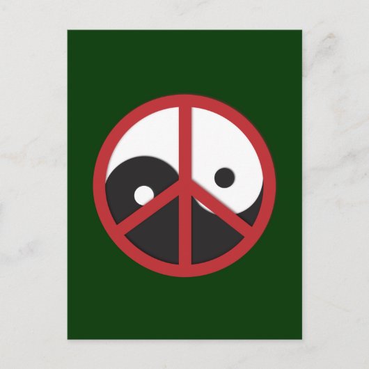 Yin-Yang met vredesbord - rood Briefkaart (Voorkant)
