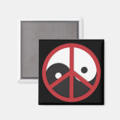 Yin-Yang met vredesbord - rood Magneet (Voorkant / Achterkant)