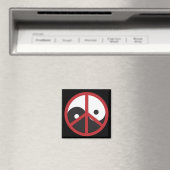 Yin-Yang met vredesbord - rood Magneet (Insitu (Vaatwasser))