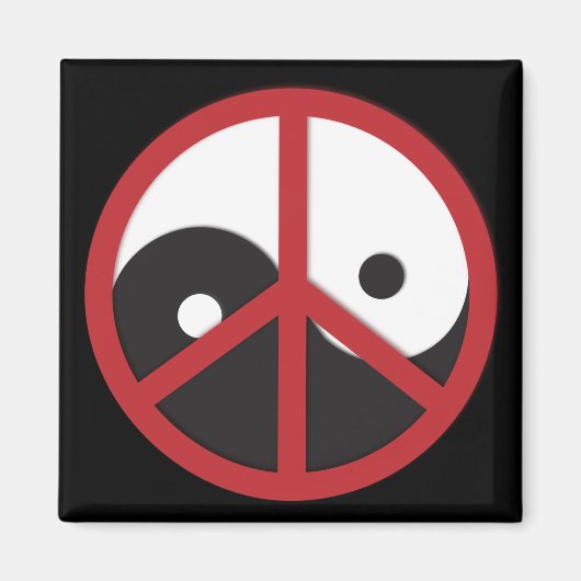 Yin-Yang met vredesbord - rood Magneet (Voorkant)