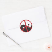 Yin-Yang met vredesbord - rood Ronde Sticker (Envelop)