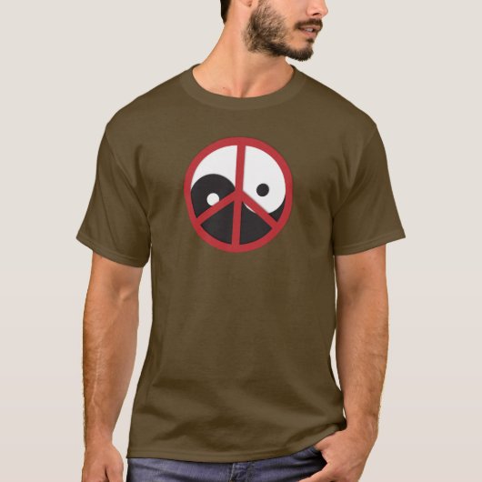 Yin-Yang met vredesbord - rood T-shirt (Voorkant)