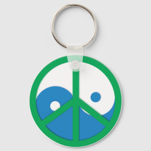 Yin-Yang met vredesbord Sleutelhanger