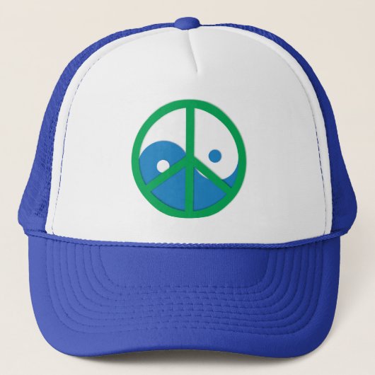 Yin-Yang met vredesbord Trucker Pet (Voorkant)