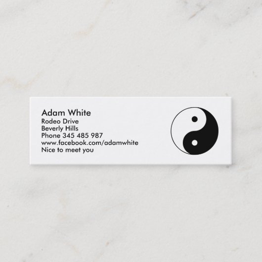 Yin Yang Mini Visitekaartje (Voorkant)