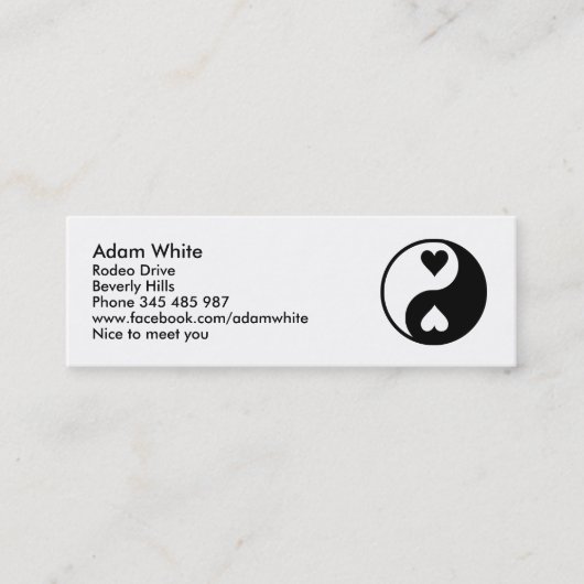 Yin Yang Mini Visitekaartje (Voorkant)