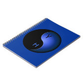 yin yang monogram - blauw notitieboek (Linkerzijde)