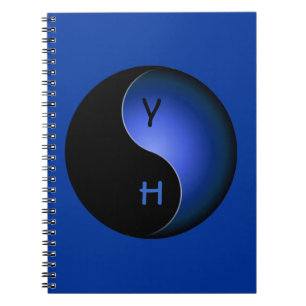 yin yang monogram - blauw notitieboek