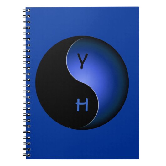 yin yang monogram - blauw notitieboek (Voorkant)
