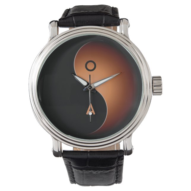 yin yang monogram - koffie horloge (Voorkant)