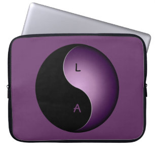 yin yang monogram - paars laptop sleeve