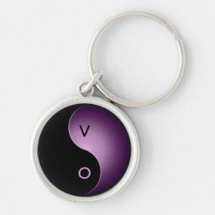 yin yang monogram - paars sleutelhanger
