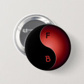 yin yang monogram - rood ronde button 5,7 cm (Voorkant /achterkant)