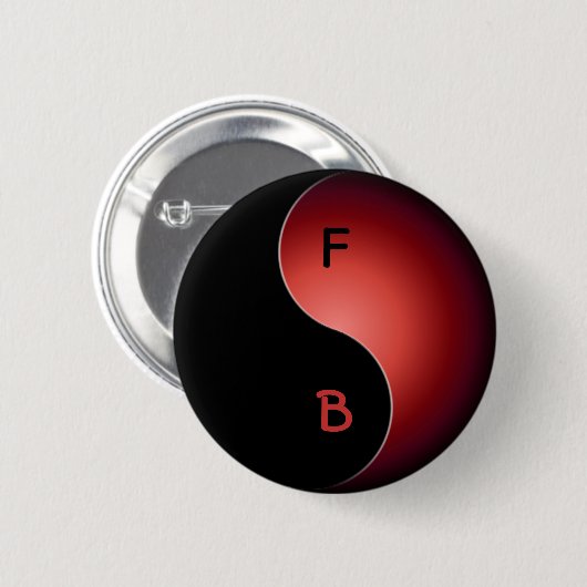 yin yang monogram - rood ronde button 5,7 cm (Voorkant /achterkant)
